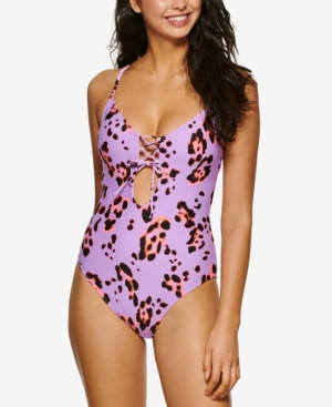 Hula Honey Juniors' True Sports Animal-Print One-Piece Swimsuit, Created for Macy's Women's Swimsuit | Macys (US)
