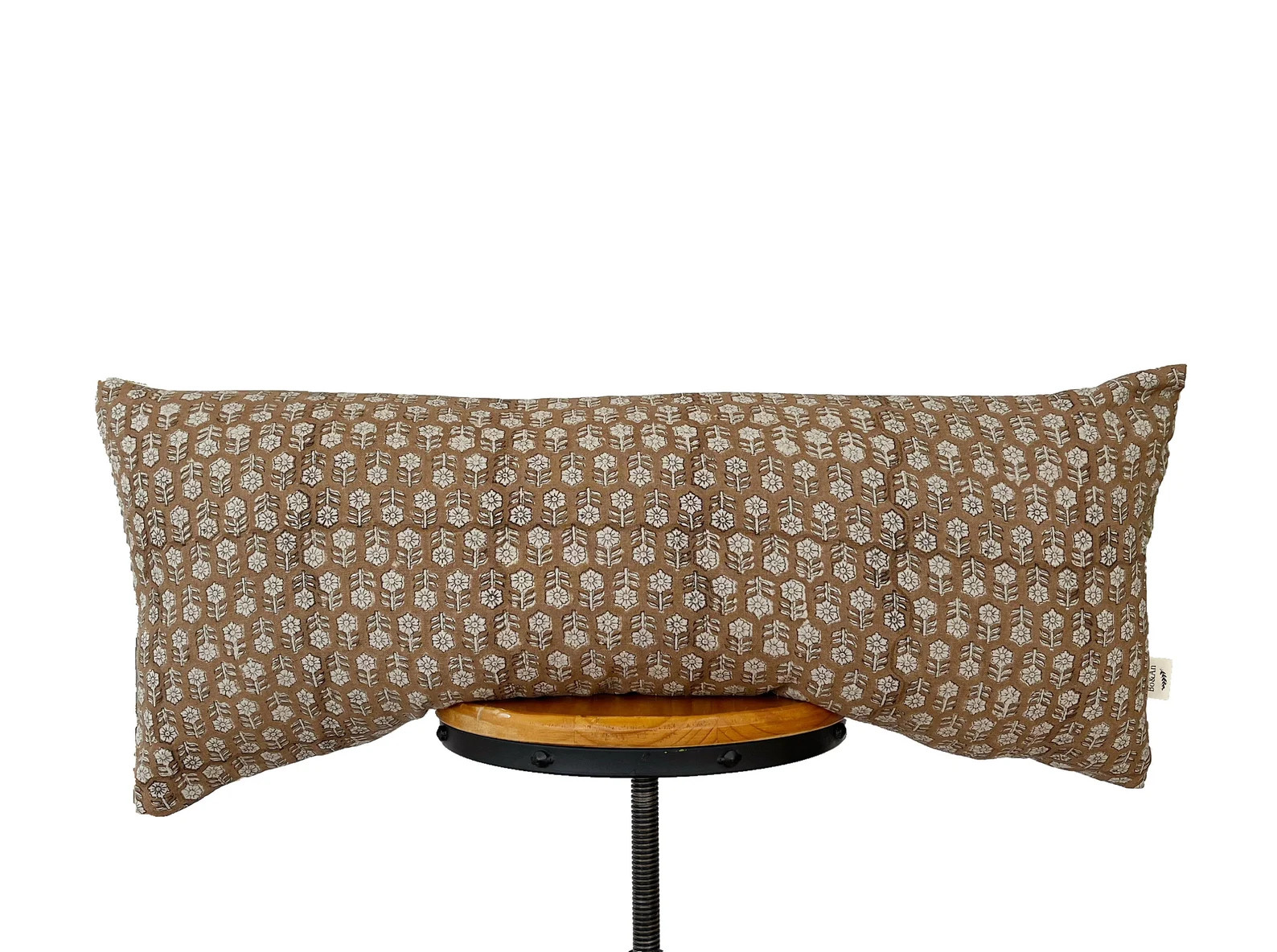 Block Print Pillow. Camel Color Floral Lumbar Pillow. 14x3014x3414x46 - Etsy | Etsy (US)