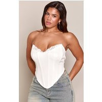 Shape Cream Contrasting Lace Detail Corset Top | PrettyLittleThing US