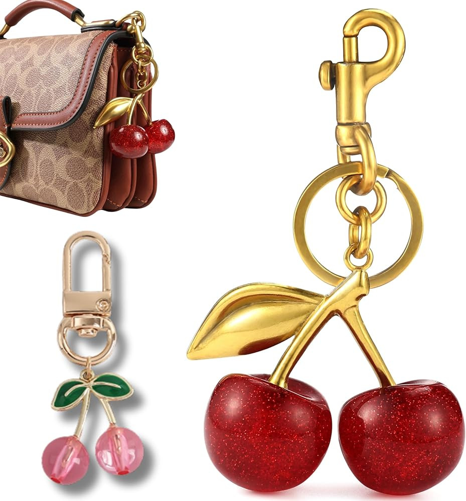 2024 New 18K Gold Cherry Bag Charm For Purse Keychain Bag Charms For Handbags Accessory Red For w... | Amazon (US)