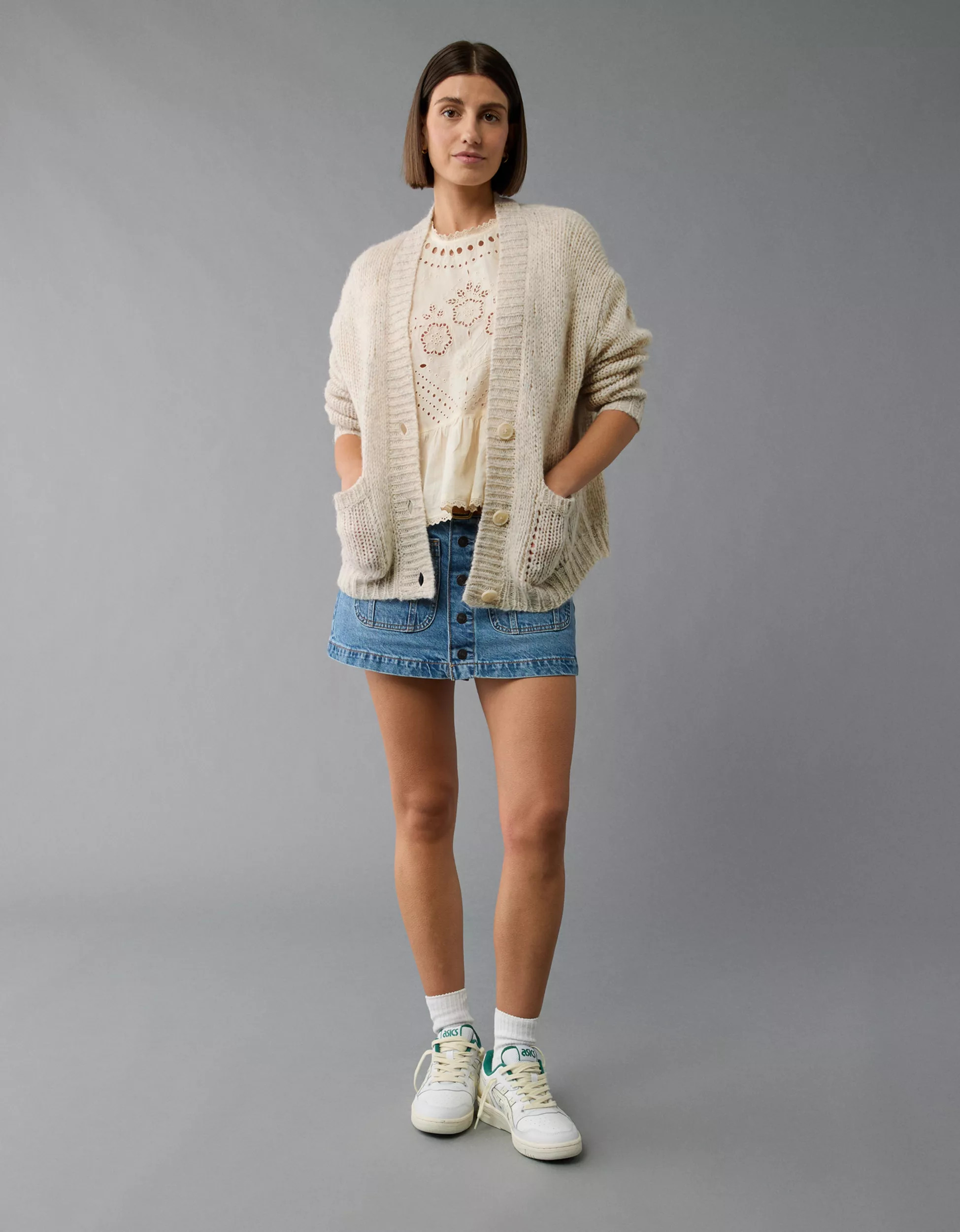 AE Relaxed V-Neck Button-Up Cardigan | American Eagle Outfitters (US & CA)