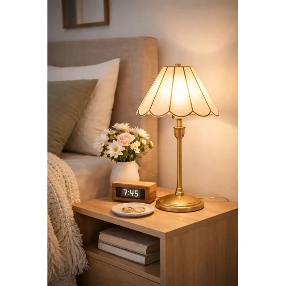 Home Decor Collection Capiz Scalloped Glass Table Lamp, Gold Finish, 19"H | Walmart (US)