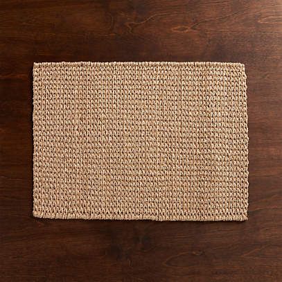 Lanai Rectangular Black Abaca Woven Round Placemat + Reviews | Crate & Barrel | Crate & Barrel