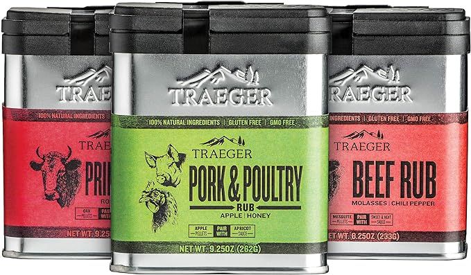 Traeger Grill Holiday Rub Bundle: Pork and Poultry Rub, Prime Rib Seasoning and BBQ Rub, and Beef... | Amazon (US)