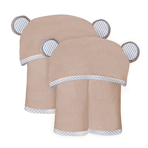 SWEET DOLPHIN 2 Pack Hooded Baby Towel, 100% Rayon Made from Bamboo, Baby Bath Towel with Hood for Babies, Infant, Toddler and Kids, Large 35 x 35 inch - Brown | Amazon (US)