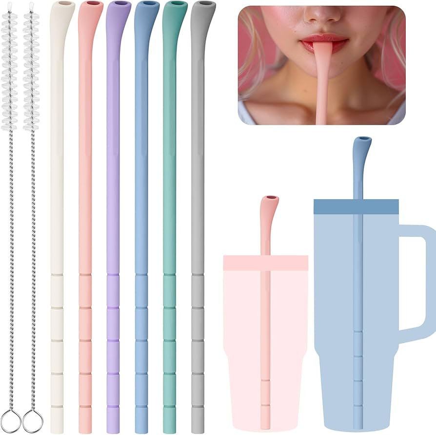 NiHome 6PCS Silicone Anti-Wrinkle Straws Fit for 40oz 30oz Stanley Tumblers w/Brushes, Customizab... | Amazon (US)