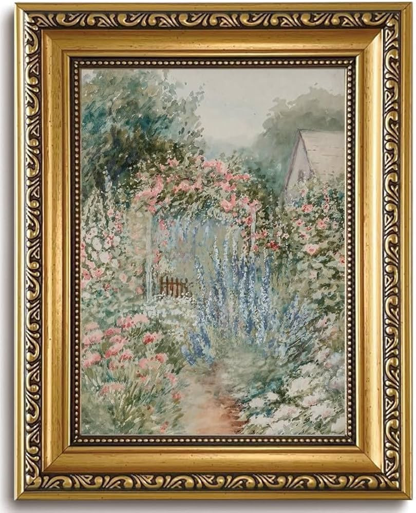 WALLZK Gold Framed Wall Art Vintage Wall Art Floral Wall Decor French Country Cottage Canvas Prin... | Amazon (US)