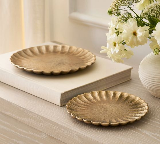 Gold Scalloped Trays - Set of 2 | Pottery Barn (US)
