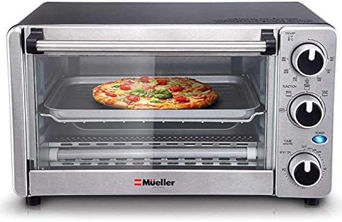 Toaster Oven 4 Slice, Multi-function Stainless Steel Finish with Timer - Toast - Bake - Broil Set... | Amazon (US)