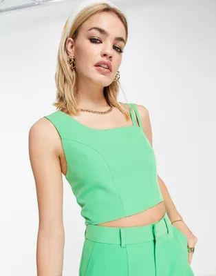 Extro & Vert asymmetric crop top in bold green | ASOS (Global)