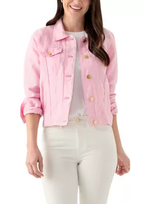 Lilly Pulitzer Women's Seaspray Linen Jacket, Pink, XL | Belk