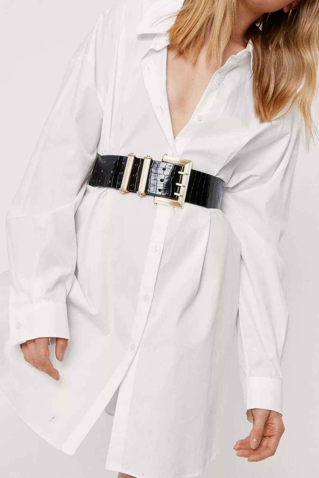 Croc Chunky Square Buckle Waist Belt | Nasty Gal (US)