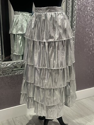 Antonio Melani  Born On Fifth Silver Lame Tiered Skirt Size 10 | eBay | eBay US