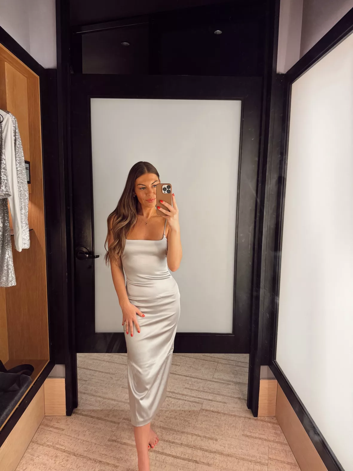 holiday party midi dress Ruched detailing on the bodice hanginwithholly on LTK