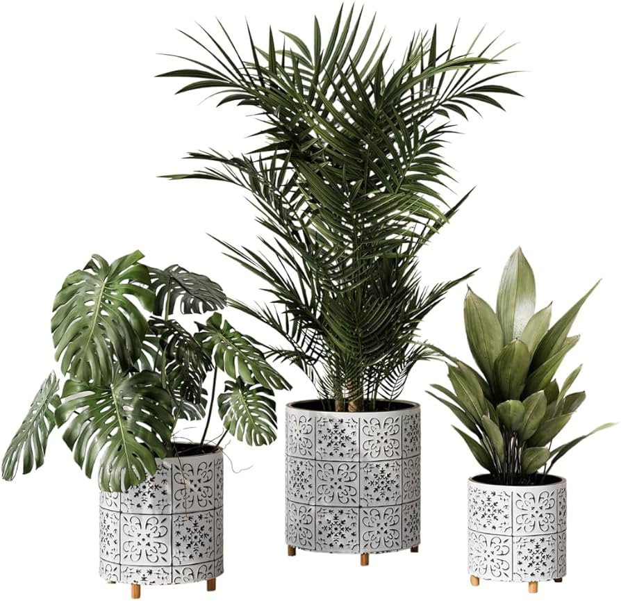 EverNest Tristan White and Black Planter with Wooden Peg Leg Stand, Plant Pot Set, SelectBase, Bo... | Amazon (US)