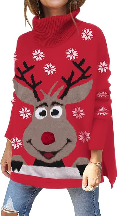 LILLUSORY Women's Turtleneck Oversized Sweaters 2022 Fall Long Batwing Sleeve Spilt Hem Tunic Pul... | Amazon (US)