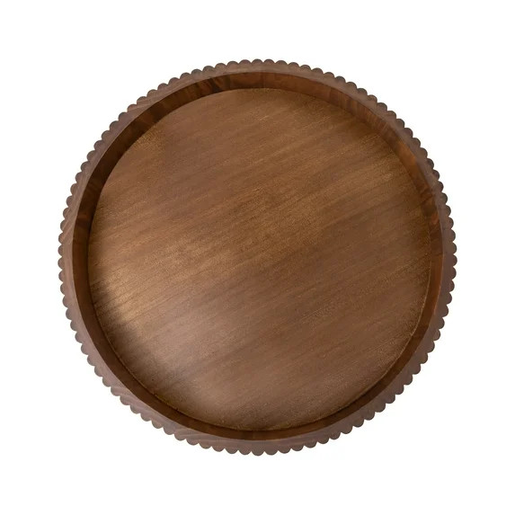 Better Homes & Gardens Ribbed Wood Decorative Tray, Walnut Finish, 16.4" | Walmart (US)