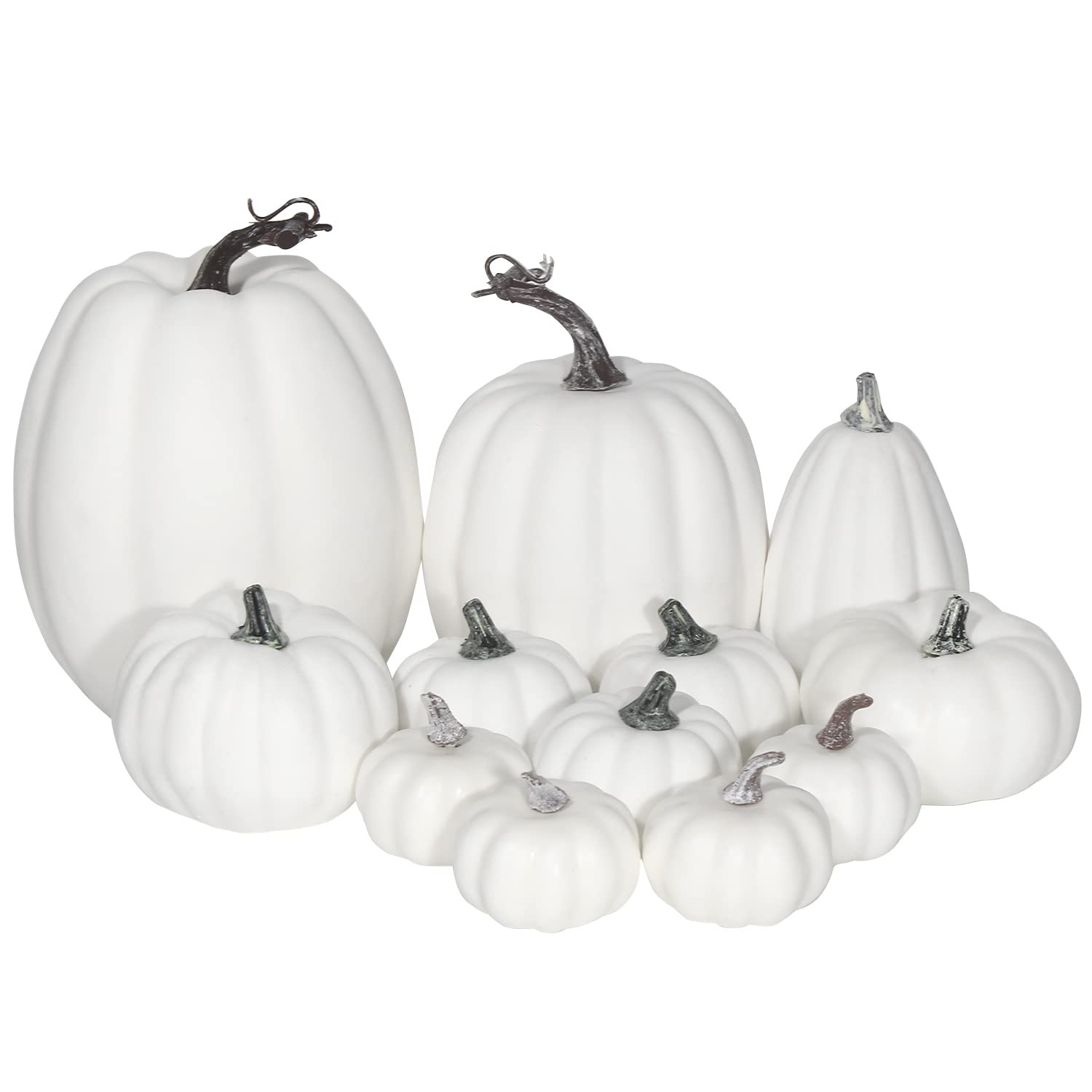 CCINEE 12PCS White Artificial Pumpkins,Assorted Size Foam Pumpkins for Halloween Thanksgiving Fal... | Amazon (US)
