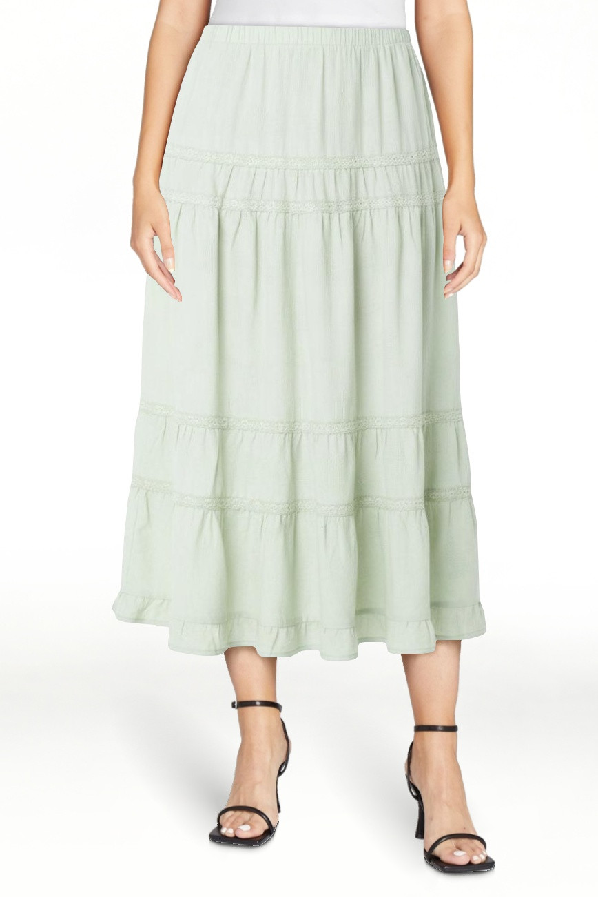 Celebrity Pink Women's and Women's Plus Tiered Ruffle Skirt with Lace Trim, Sizes XS-XXXL | Walmart (US)