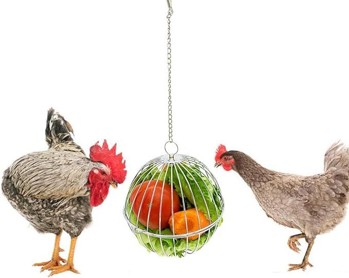Chicken Treat Ball Chicken Vegetable Feeder Veggie Hanging Ball Toy for Hens Chicken Hanging Fora... | Amazon (US)