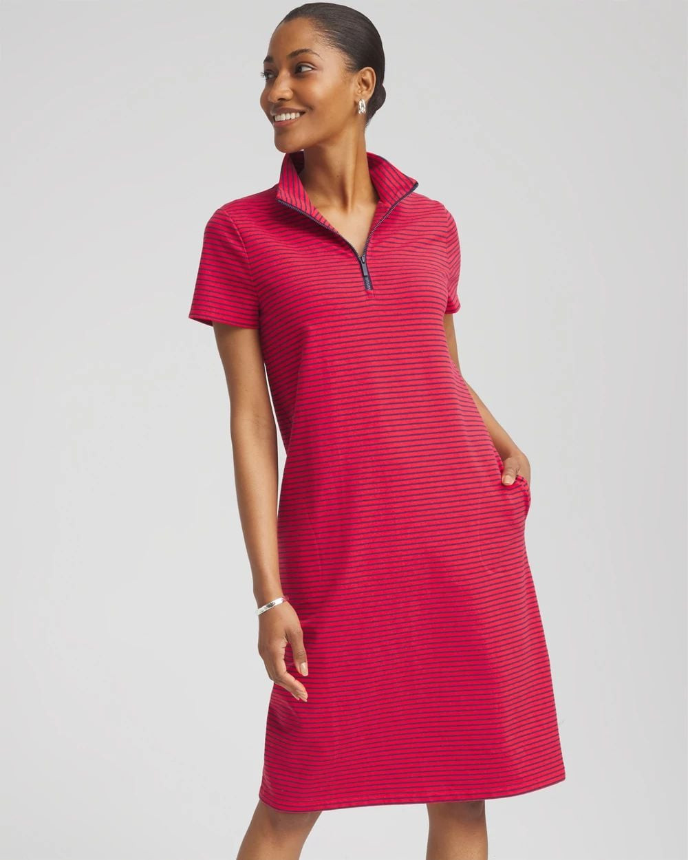 Zenergy® UPF Knit Stripe Half-Zip Dress | Chico's | Chico's