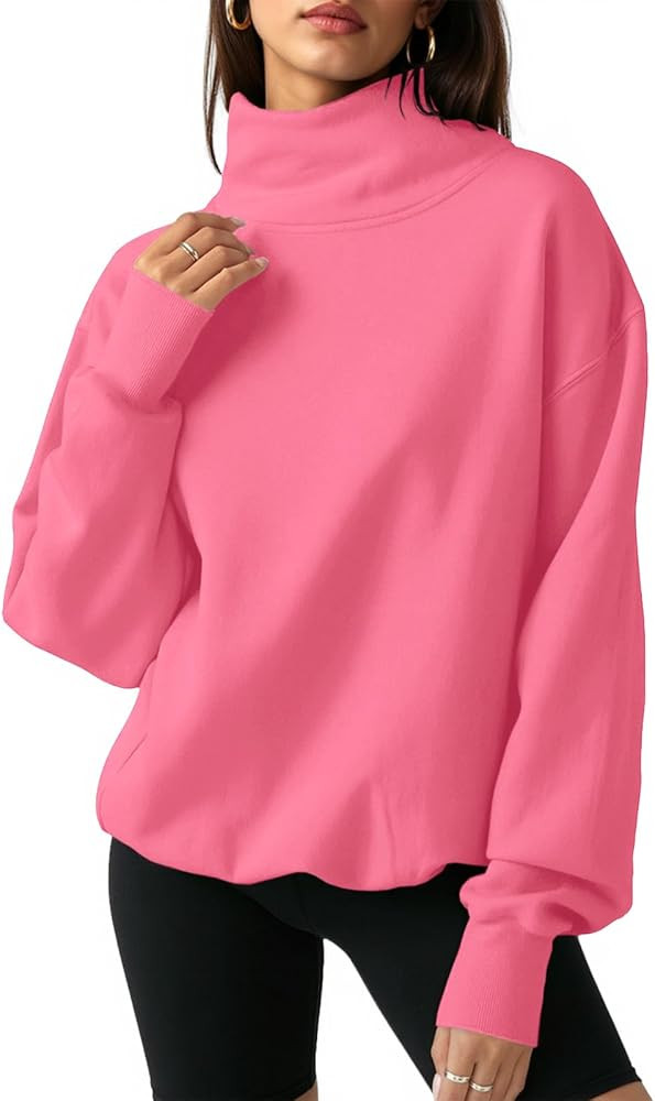 Fisoew Women's Oversized Turtleneck Sweatshirt Long Sleeve Pullover Casual Tops | Amazon (US)