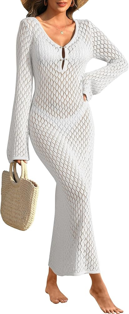 ANRABESS Womens Swimsuit Swim Crochet Cover Up 2025 Summer Knit Bathing Suit Sexy Swimwears Vacat... | Amazon (US)