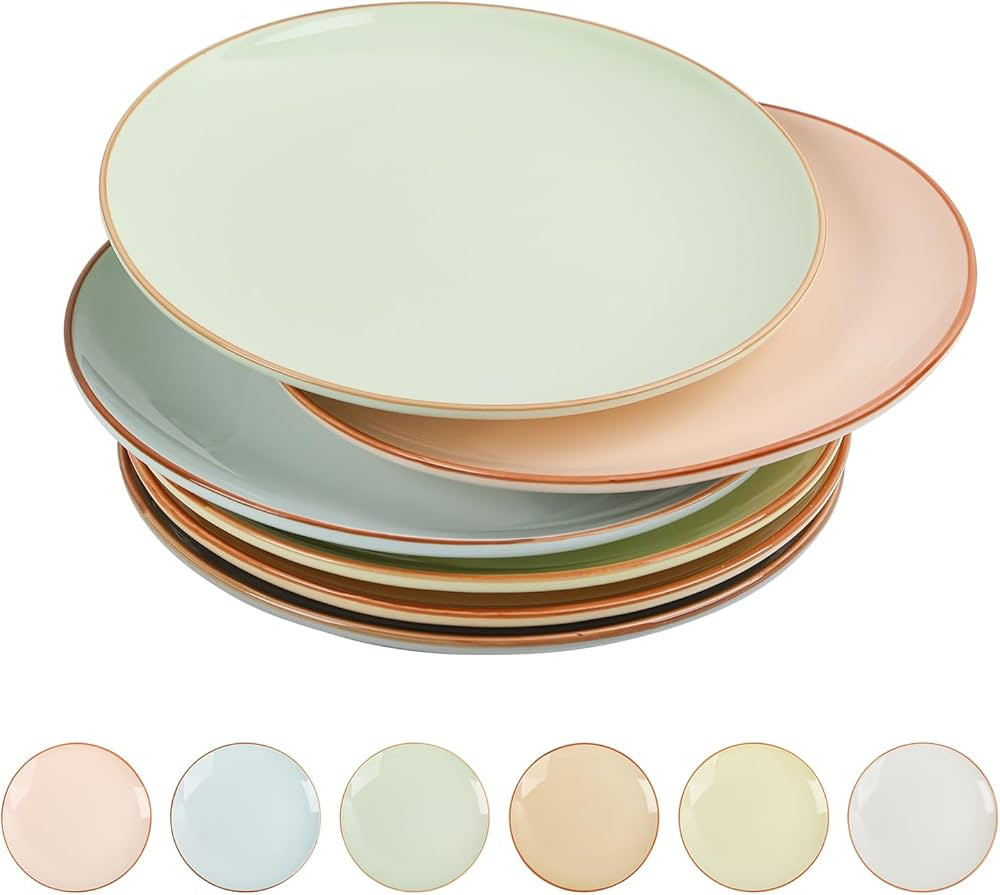 Dinner Plates Set of 6-10 Inch Large Ceramic Plate for Salad, Pasta, Steak - Colorful Modern Serv... | Amazon (CA)