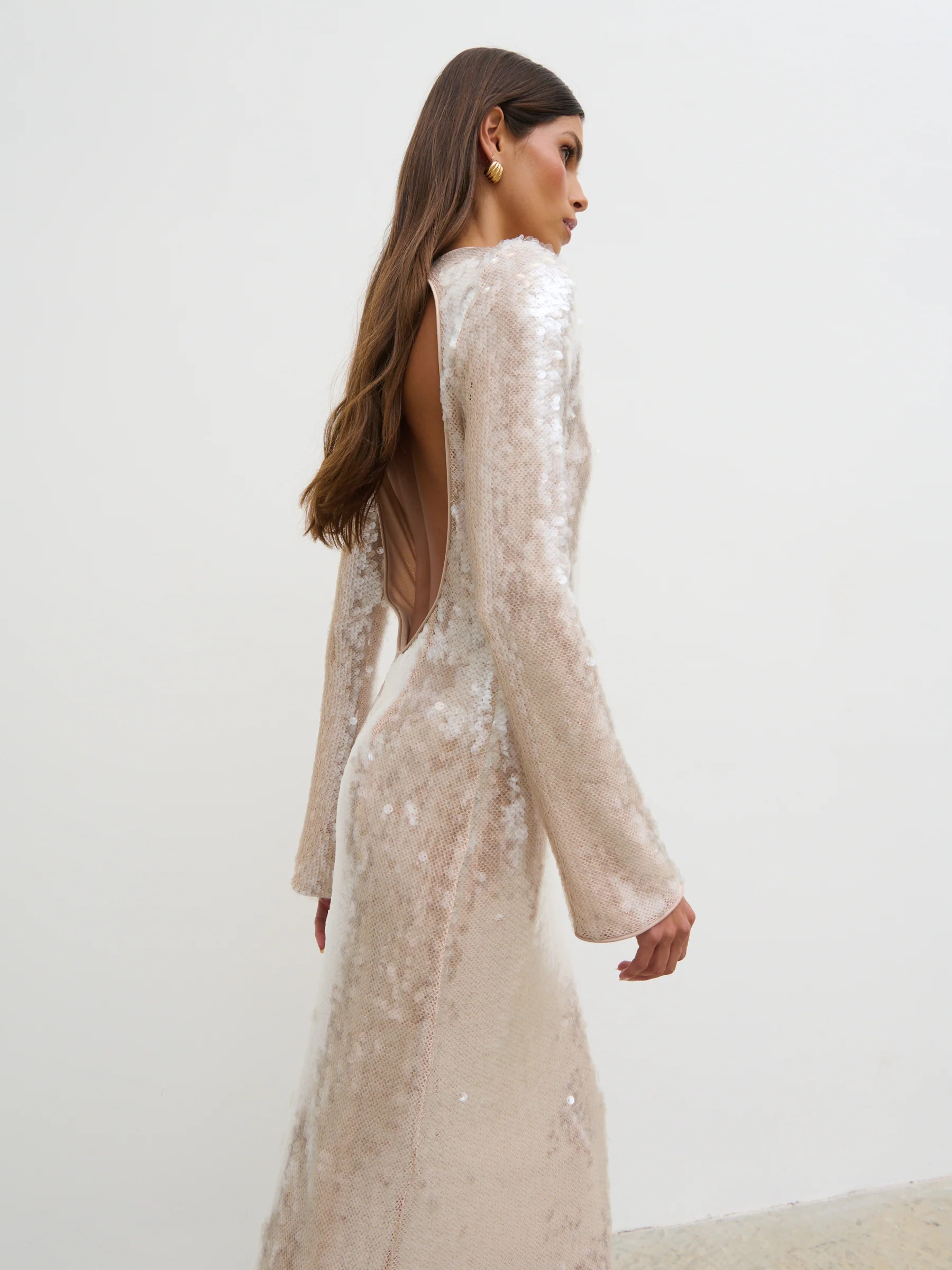 Lyra Long Sleeve Sequin Midaxi Dress | Pretty Lavish (UK)