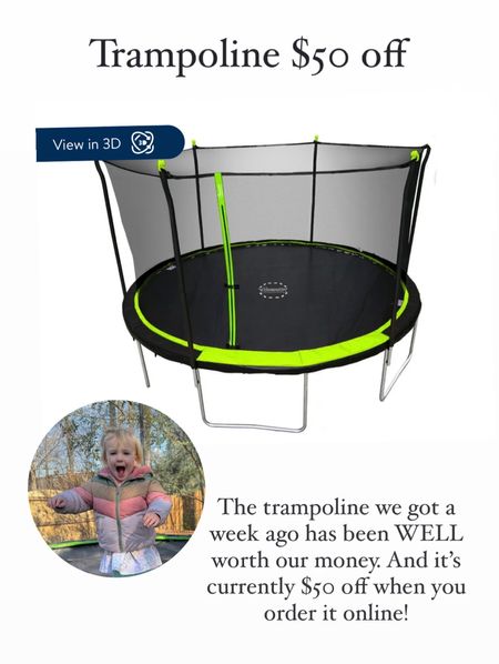 We got this trampoline a week ago and it has been amazing! Such a great purchase for the kids. It’s currently $50 off when you order it online!

#LTKsalealert #LTKfamily #LTKhome