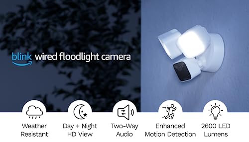 Blink Wired Floodlight Camera – Smart security camera, 2600 lumens, HD live view, enhanced moti... | Amazon (US)