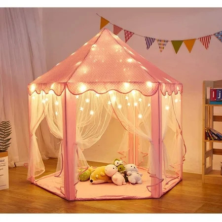Hottest Princess Castle Playhouse Tent for Girls with LED Star Lights – Indoor & Outdoor Large Kids  | Walmart (US)