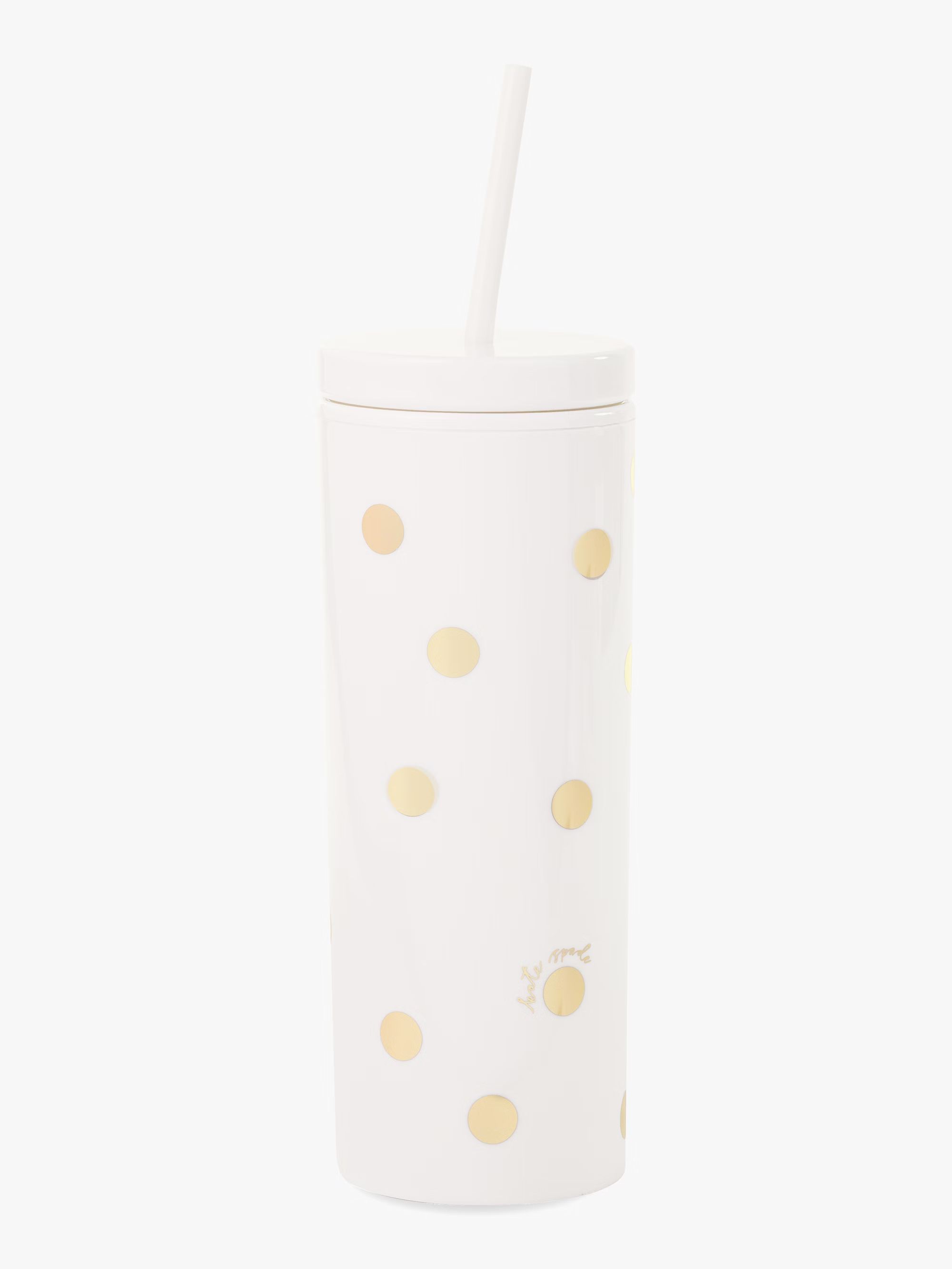 gold dot with script acrylic tumbler with straw | Kate Spade (US)