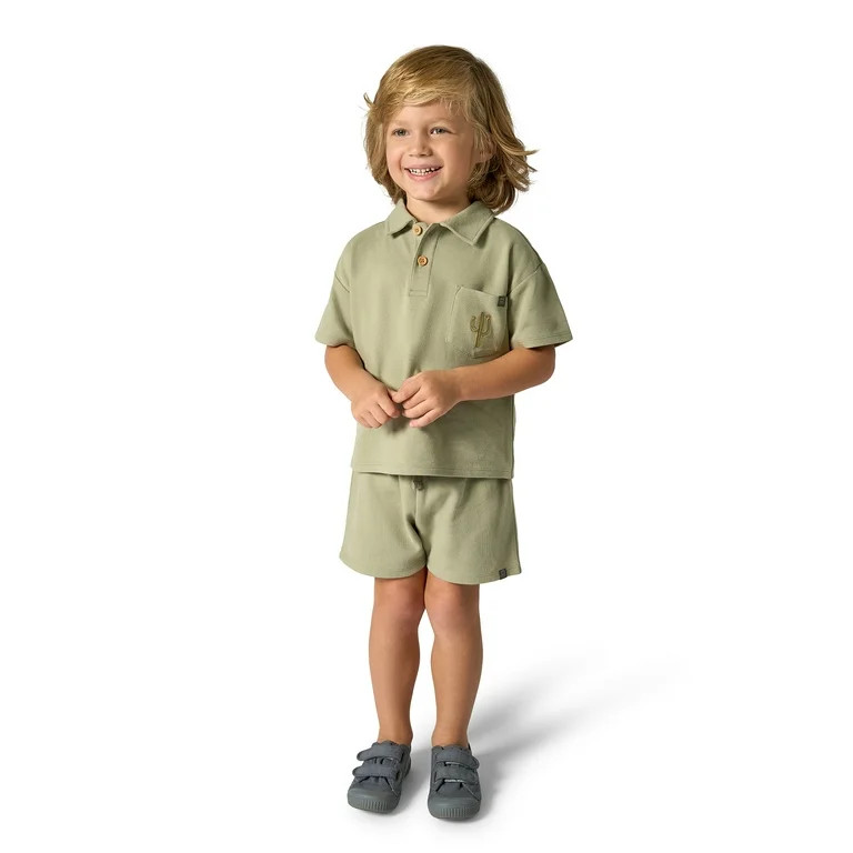 Modern Moments by Gerber Toddler Boy Polo Shirt and Short Outfitt Set, 2-Piece, 12M- 5T | Walmart (US)