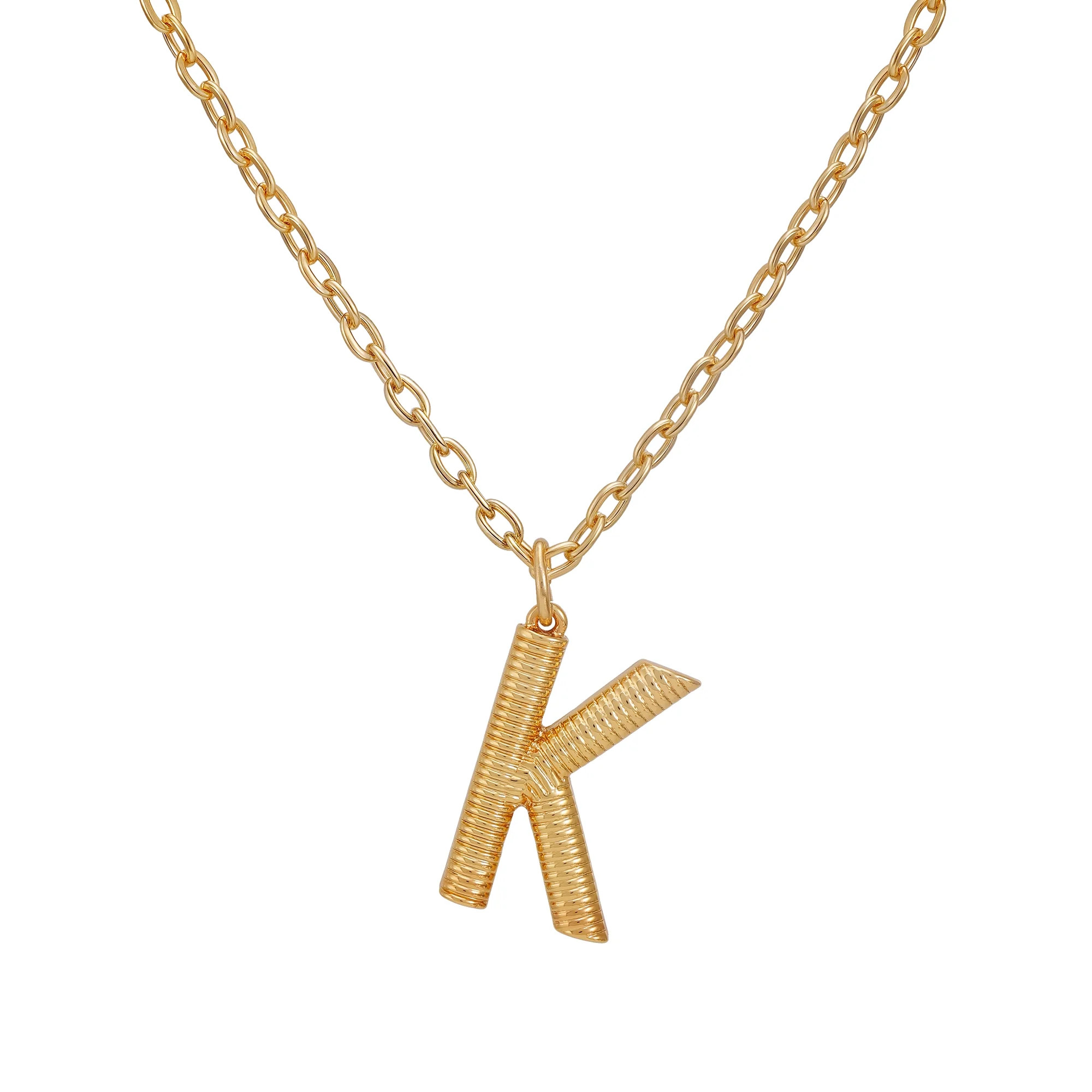 Time and Tru Women's Goldtone Initial K Necklace with Giftable Pouch | Walmart (US)