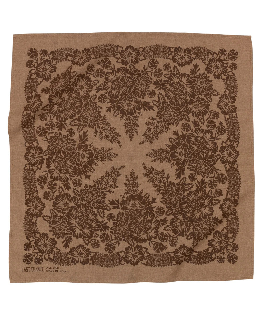 Natural Dye Silk Bandana- Brazil Nut Brown | LOLA Boutique