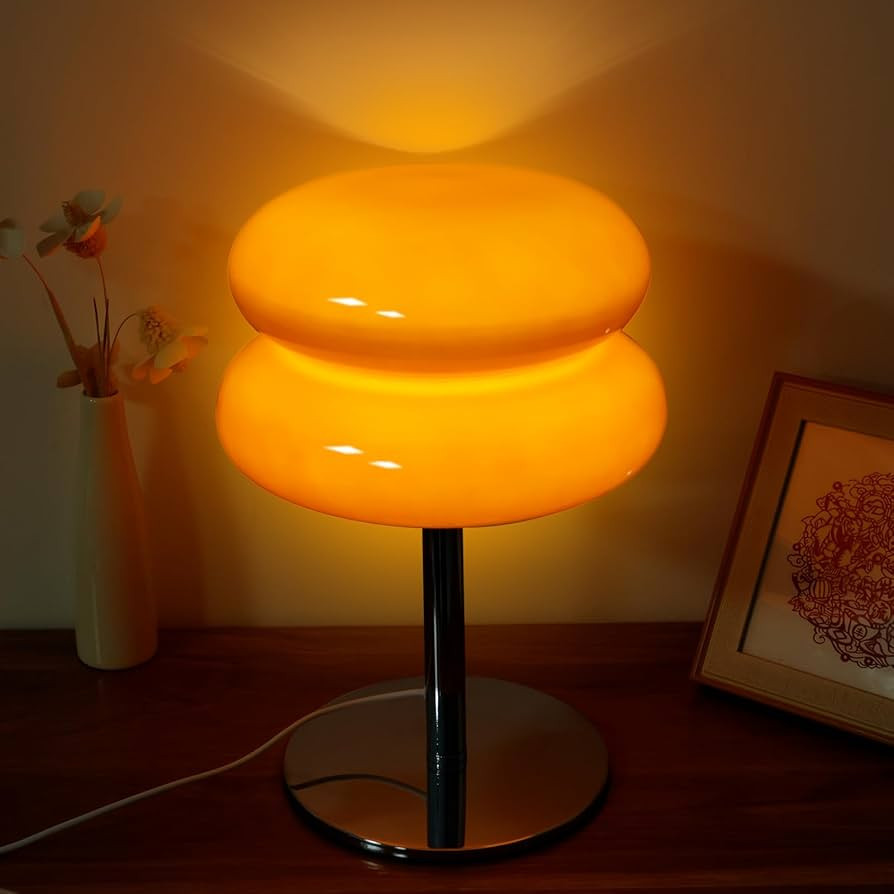 Glass Table Lamp Modern Egg Tart Lamp Retro Cute Desk Lamp with 3 Color Dimmable Modes Funky Beds... | Amazon (CA)