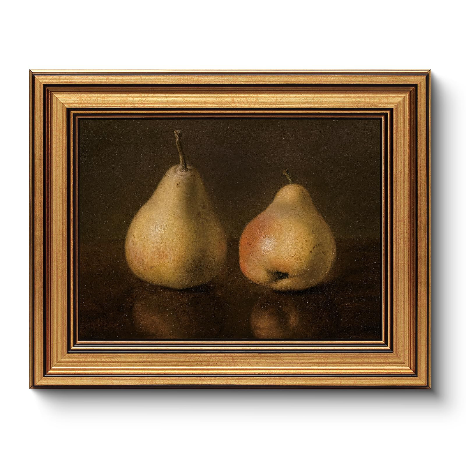 HUARCEY Gold Framed Vintage Wall Art for Living Room, Pear Fruits Painting Prints Shelf Decor for... | Amazon (US)