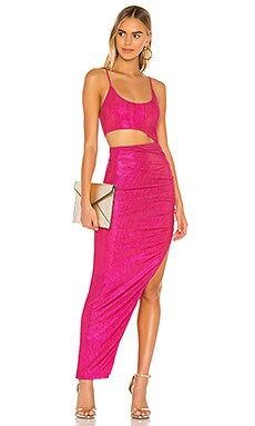 superdown Miyah Cut Out Dress in Pink Metallic from Revolve.com | Revolve Clothing (Global)