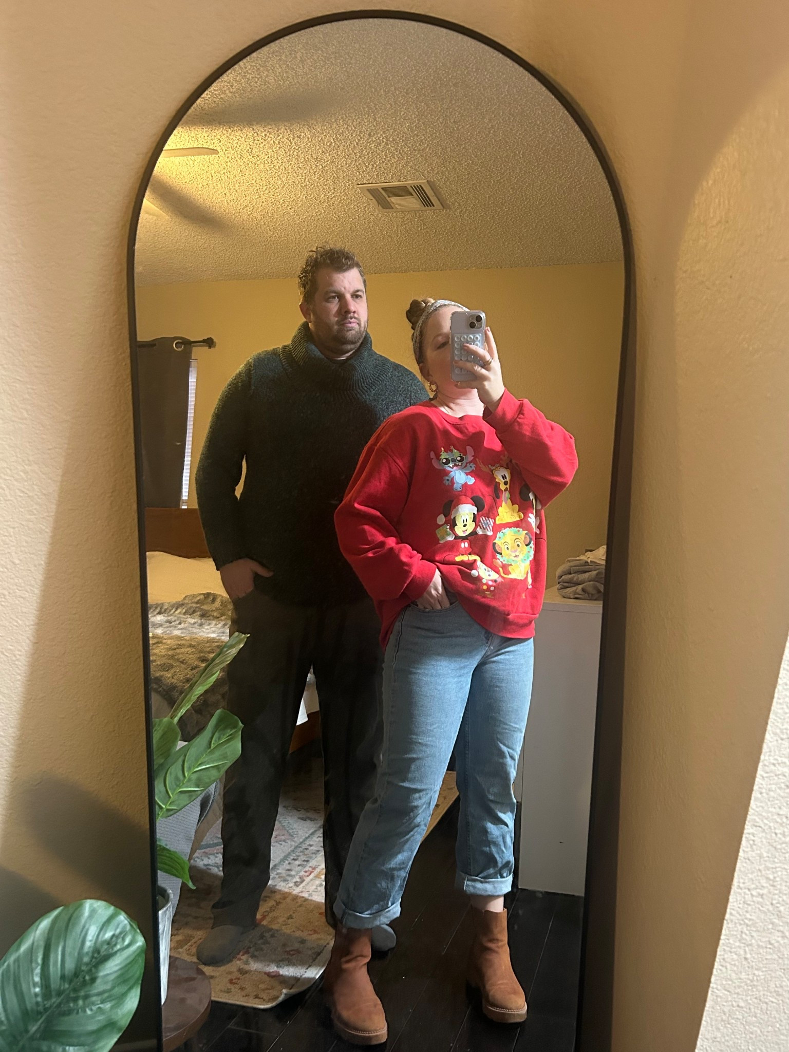 Spirit week ugly sweater day!

Linked the boots! Pants are Calvin Klein. Disney sweater is from Walmart.