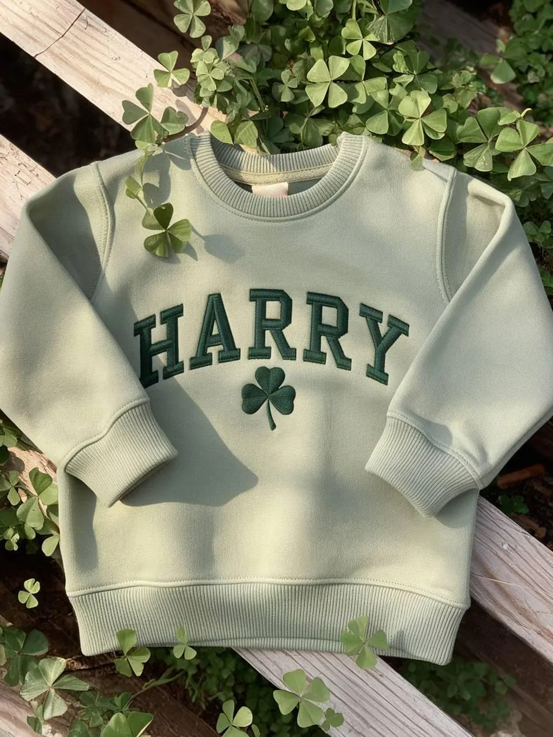 Personalized Shamrock Embroidered Sweatshirt, Personalized Name St Patrick's Day Kids Sweatshirt,... | Etsy (US)