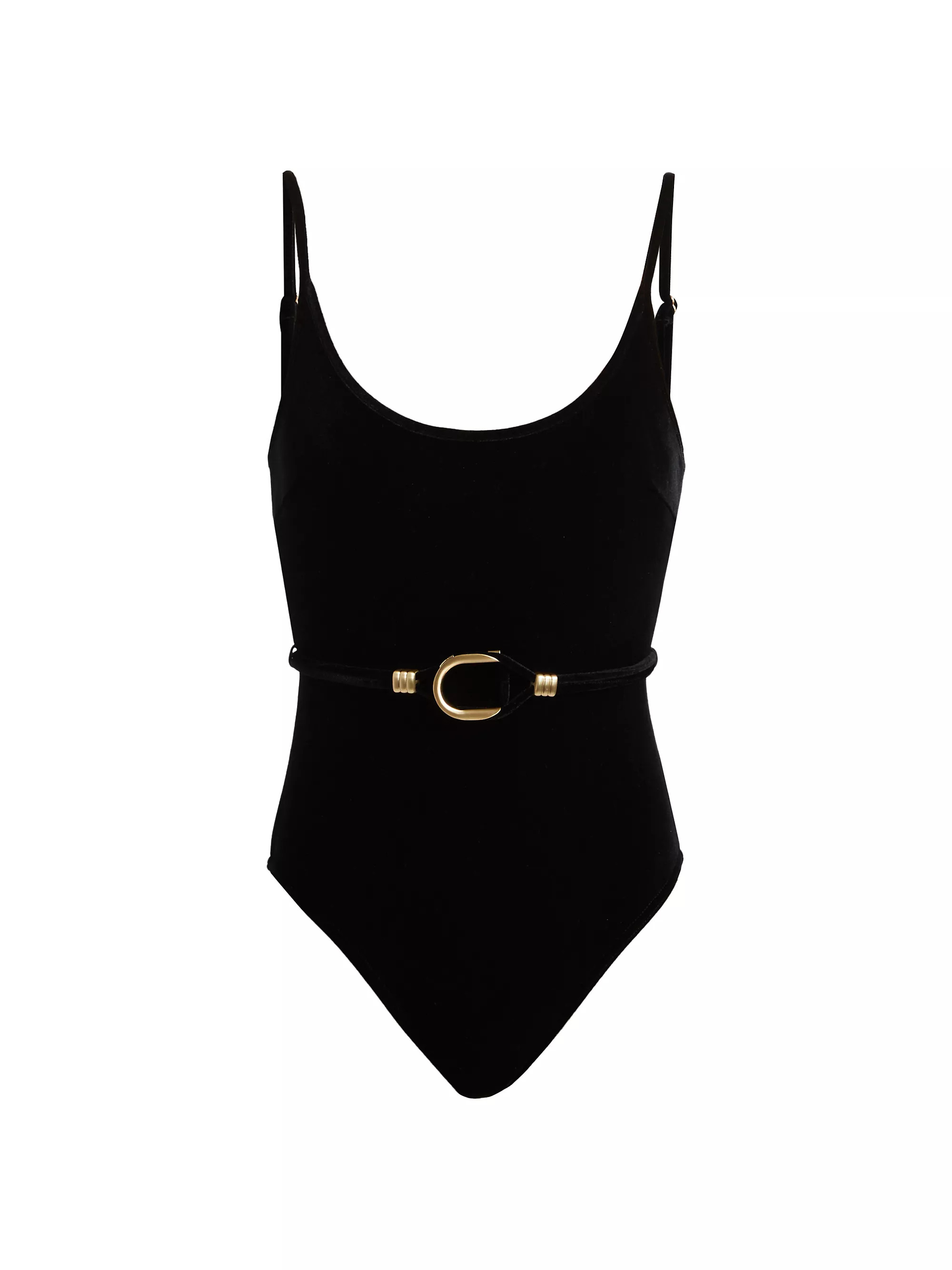 Zimmermann Rhiannon Velvet Belted One-Piece Swimsuit | Saks Fifth Avenue | Saks Fifth Avenue