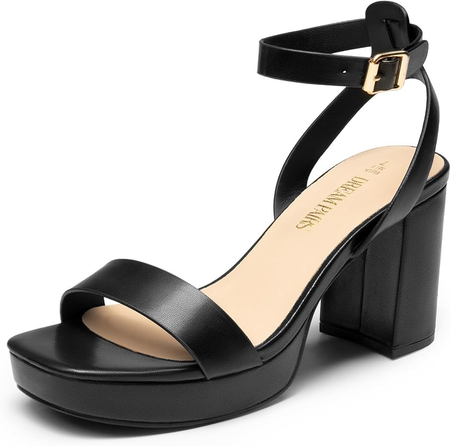 DREAM PAIRS Platform Heels for Women High Block Chunky Open Toe Ankle Strap Heels Fashion Wedding... | Amazon (US)