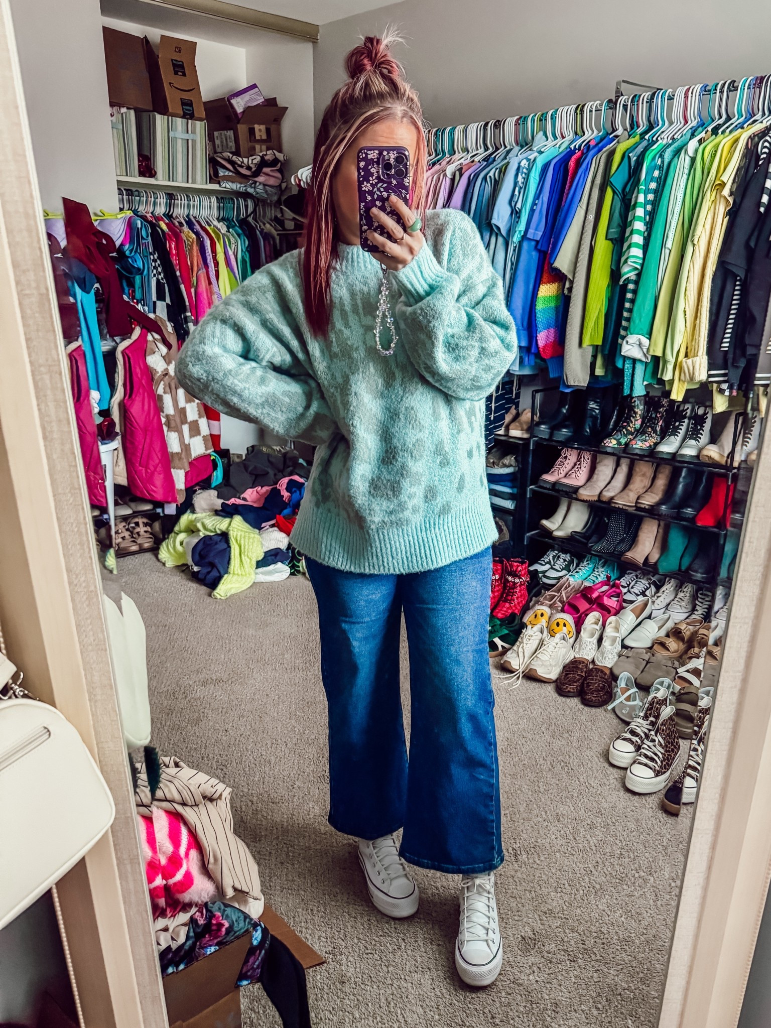 Today’s ootd 
Sweater - small - Walmart 
Jeans - 8 - Amazon 
Shoes - converse
Phone case and chain - Amazon 

#LTKHoliday #LTKFindsUnder50 #LTKootd