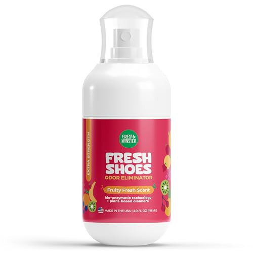 FRESH MONSTER Deodorizing Shoe Spray for Kids & Teens, Shoe Deodorizer Spray with All-Day Odor Protection, Bio-Enzyme Technology, Eliminates Odors, Fruity Fresh, 4 oz | Amazon (US)