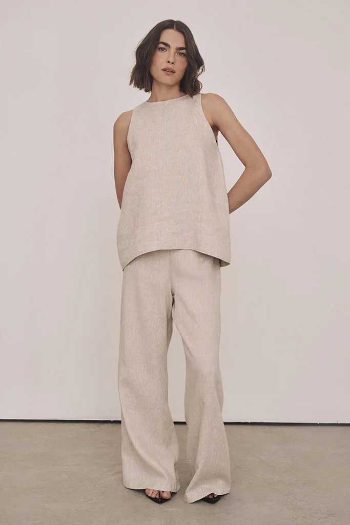 MEG NATURAL LINEN SMOCK TOP | DISSH