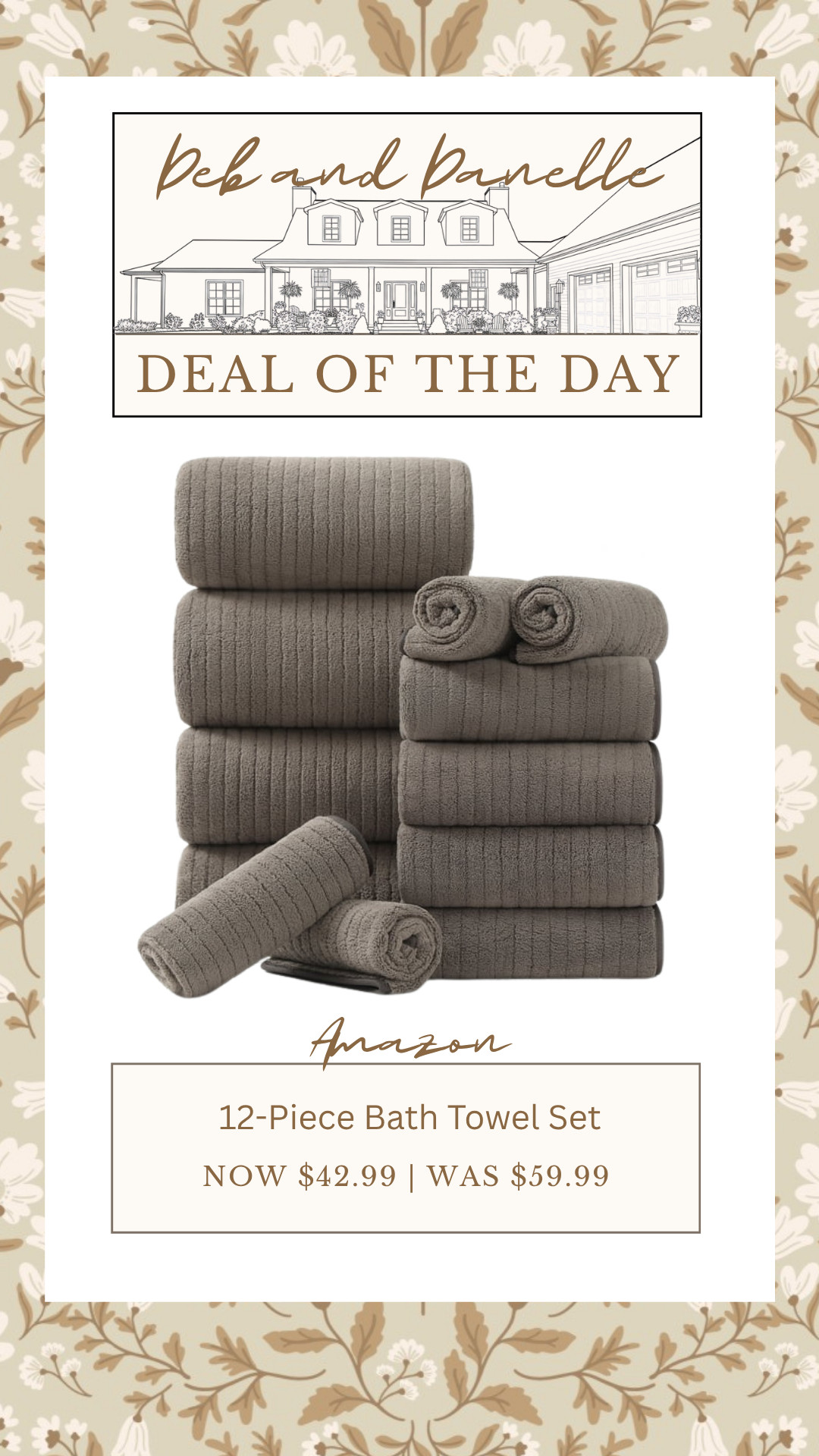 There's a great deal on this bath towel set from Walmart. This 12-piece set includes four bath towels, four hand towels, and four wash cloths.  

 #LTKHome #LTKSaleAlert