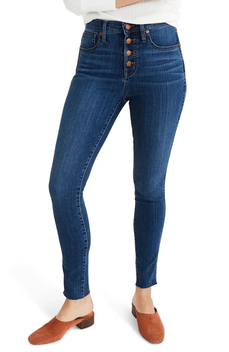 Button Front 10-Inch High Rise Skinny Jeans | Nordstrom