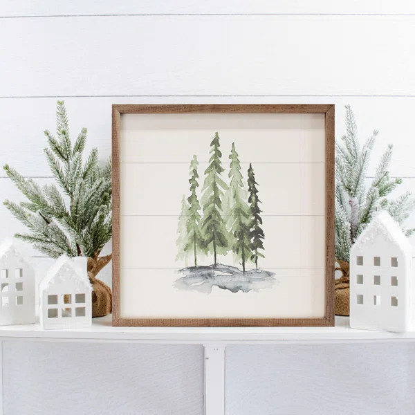 Watercolor Pines - Picture Frame Graphic Art on Wood | Wayfair North America