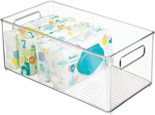 mDesign Deep Storage Organizer Container, Handles for Kids/Child Supplies in Kitchen, Pantry, Nur... | Amazon (US)